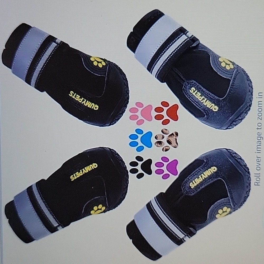 QUMY dog shoes boots paw protectors Pack of 4 waterproof anti slip Black…New